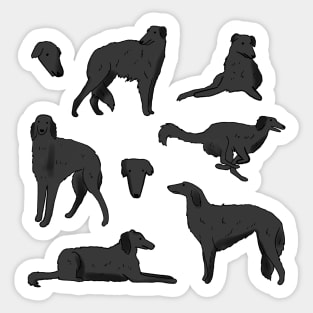 Black borzoi illustration pack Sticker